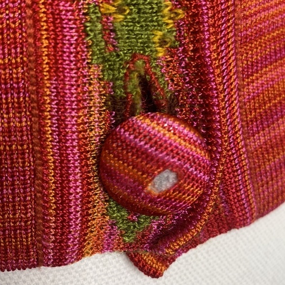 T15 ZARA Novelty cactus print sweater with cloth buttons size small pink orange - Picture 4 of 13